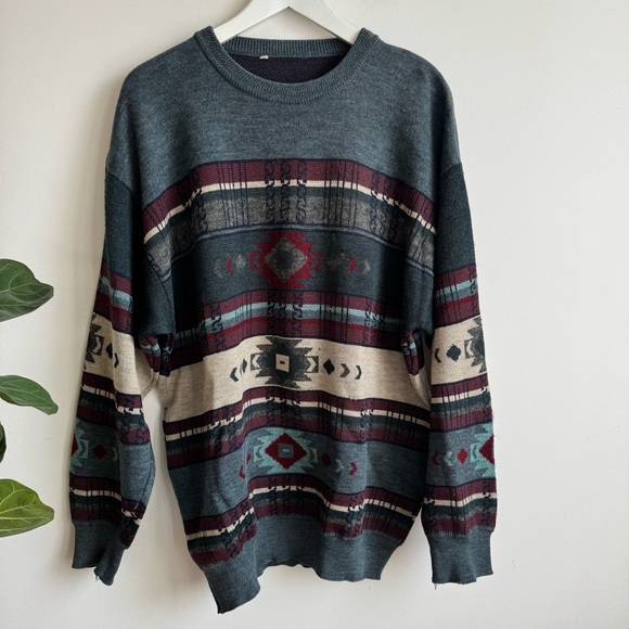 Vintage Other - Vintage Men's Patterned Sweater - Multicolor Size XL